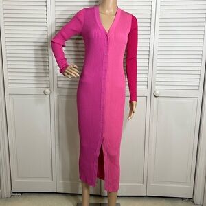 STAUD Ribbed Sweater Colorblock Midi Dress Medium